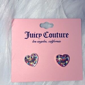 Juicy Couture rainbow crystal heart earrings